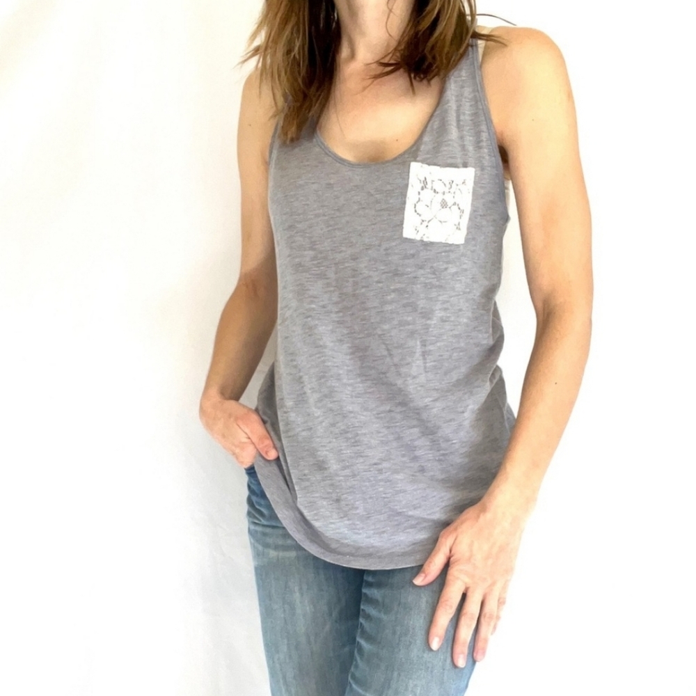 Keds Tank Top with Lace Pocket